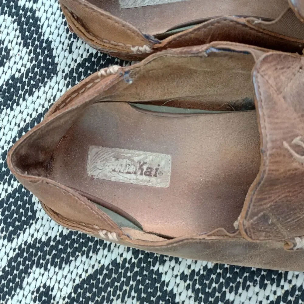 Mens OluKai Moloa 10128-2733 Slipper Brown Leather‎ Sz M10